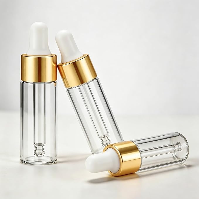 Elfenstall- Empty 10Pcs 5ml Clear Dropper Bottles Small Empty Glass Bottle Sample Containers Liquid Vials for Perfume Essential Oils