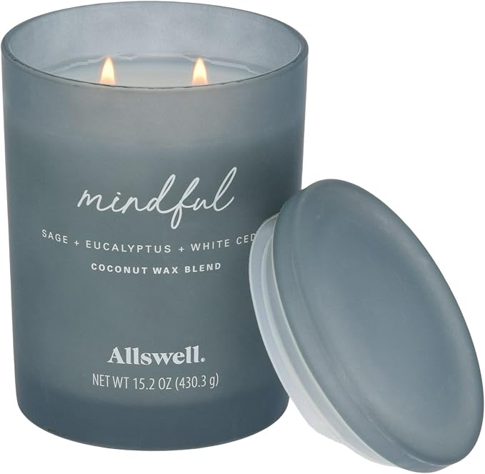 Scented 2-Wick 15oz Spa Jar Candle (Mindful (Sage + Eucalyptus + White Cedar))