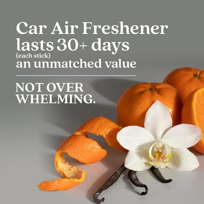 Enviroscent Non-Toxic* Car Air Freshener Auto Stix® - Scents Made Safer - Enjoy Fragrance Lasts Up to 480 Days - Includes Auto Stix® Diffusers & Elastic Loops - Black Vanilla & Mandarin (Pack of 8)