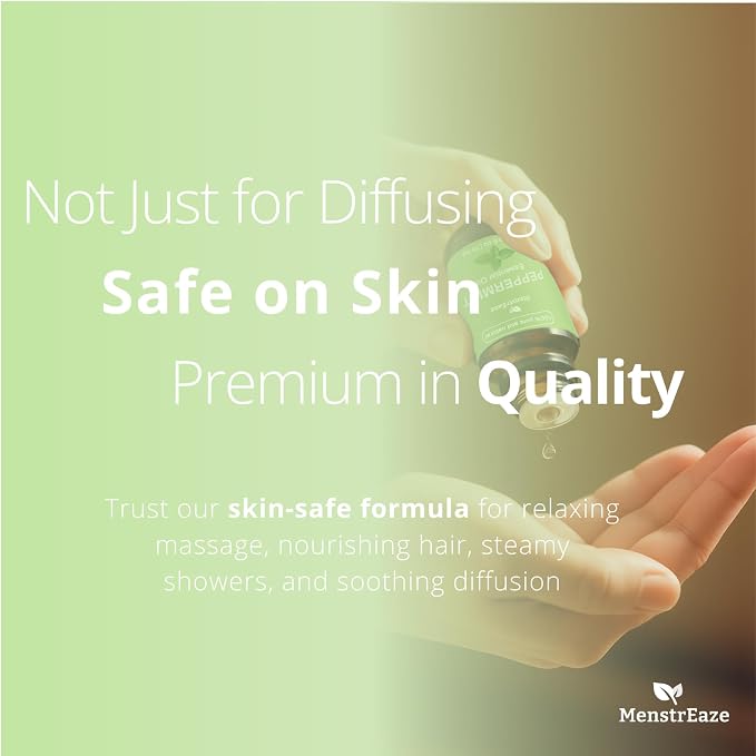 Skin Safe Peppermint Essential Oil Dropper Bottle, High Potency, 100% Natural & Pure, Migraine & Headache Support, Aromatherapy for Diffuser, Skin, Hair, Refreshing and Calming, 10ml