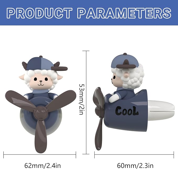 2Pcs Pilot Car Air Fresheners, Cute Rabbit Car Vent Clip Air Freshener with 8 Fragrant Tablets Automotive Air Outlet Fan Diffuser, Automotive Interiors Vent Decoration (Monkey+Rabbit)