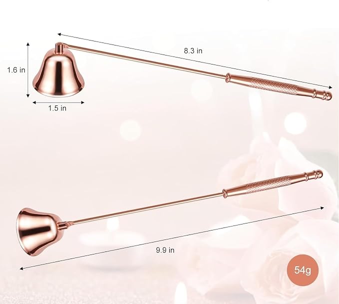Candle Snuffer,Rose Gold Metal Candlesnuffers Wick Snuffer Candle Accessory with Long Handle for Putting Out Extinguish Candle Wicks Flame Safely