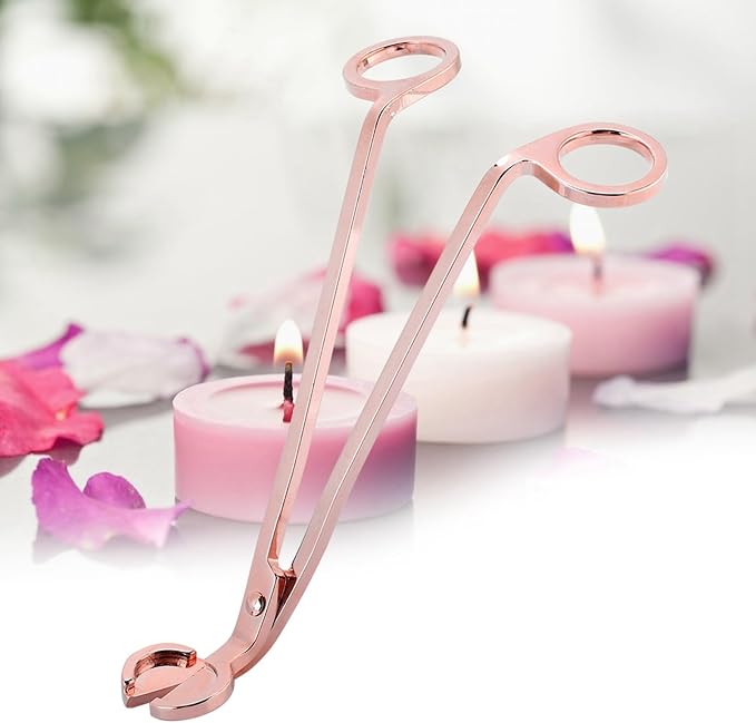 Candle Wick Trimmer,4 Colors Plating Design Heart Stainless Steel Wick Cutter Scissors Tool for Candle Making Supplies Accessories Remove (Pink Gold)