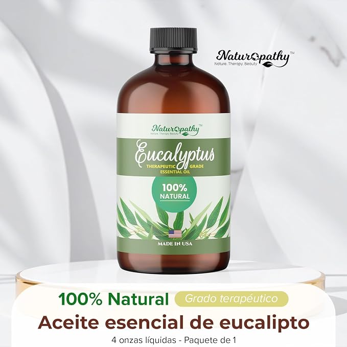 Naturopathy Eucalyptus Essential Oil, Therapeutic Grade, Premium Quality Perfect for Aromatherapy (4 fl oz)