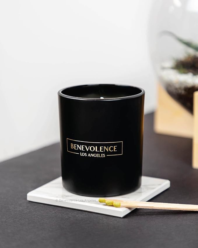 Benevolence LA Premium Oud Wood Scented Candle – Long-Lasting, 45-Hour Burn – Luxury Natural Soy Candle for Home – Aromatherapy & Room Decor – 8oz