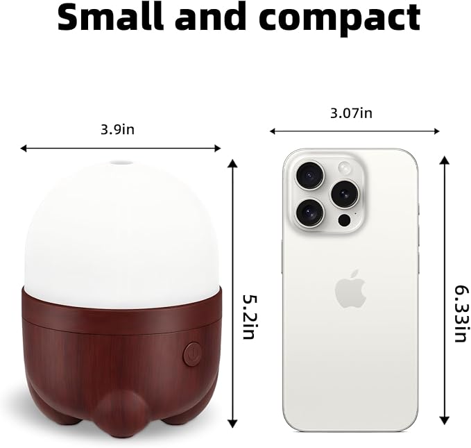 SEEDSEEL 150ML Rechargeable Battery Essential Oil Diffuser, Portable Cordless Aromatherapy Diffuser with 7-Color LED Light, 7-Hour Runtime, Quiet Design for Bathroom, Office, Outdoor