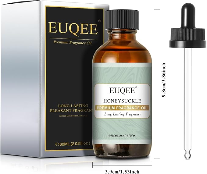 EUQEE Honeysuckle Fragrance Oil 60 ml Premium Fragrance Essential Oil with Glass Dropper for Candle Making, DIY Bath Bombs, Aromatherapy (2.02 Fl oz)