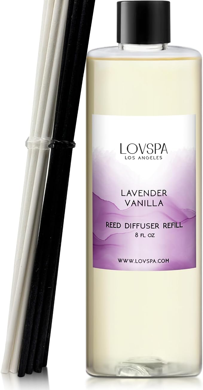 Lavender Vanilla Diffuser Oil - Essential Oils for Diffuser Refill & Air Freshener Room Spray - Long-Lasting & Natural Home Fragrance, Scented Oil for Diffusers, USA Made, 8 oz