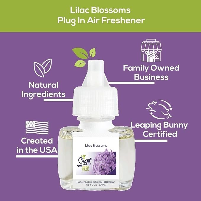 Scent Fill Lilac Blossoms Plug in Air Freshener, Scented Oil Refills, 2 Refills + Diffuser