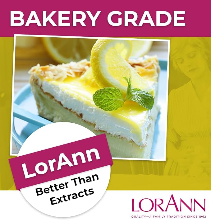 Lorann Oils Lemon Bakery Emulsion: Tangy Lemon Essence, Perfect for Amplifying Citrus Tones in Cakes, Cookies & Desserts, Gluten-Free, Keto-Friendly, Lemon Extract Alternative Essential for Your Kitchen