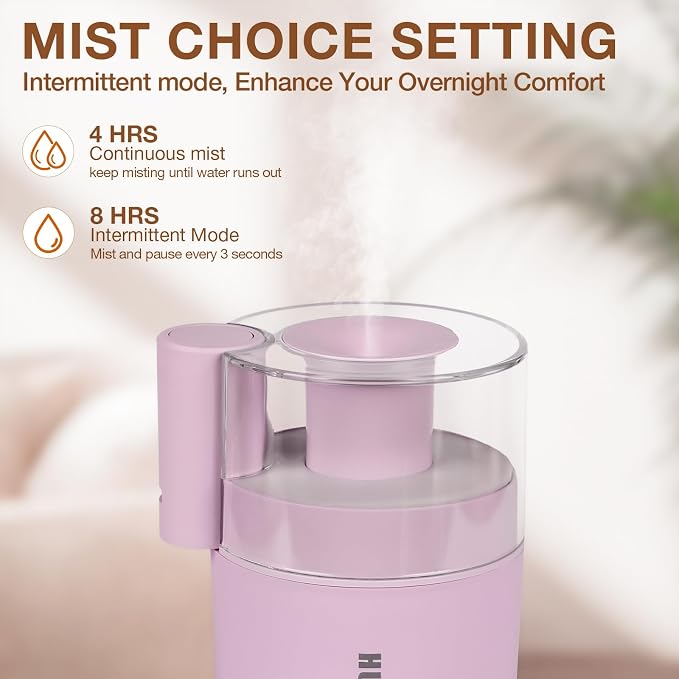 Small Mini Humidifier, USB Desk Cool Mist Humidifier Personal Portable Quiet Table Desktop Humidifiers for Cooling Home Office Car Summer Travel (180ml, Pink)
