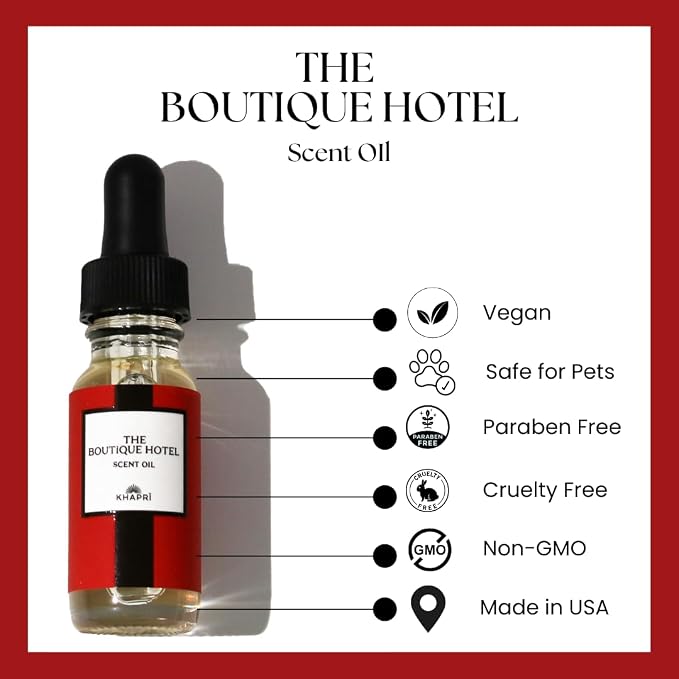 Hotel Inspired Home Perfume Collection -The Boutique Hotel– Premium Essential Oil Blend (15mL/0.5 fl Oz) Aroma with Magnolia, Vanilla & Tonka Bean | Long-Lasting, Dropper for Diffuser | Made in USA