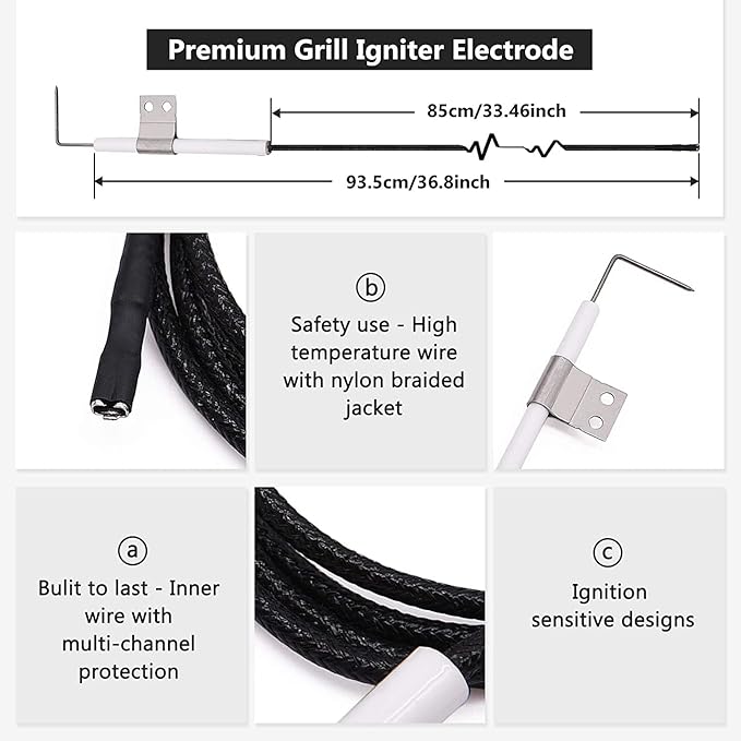 Hiorucet Grill Replacement Parts for Nexgrill 5 Burner 720-0888, 720-0888N, Nexgrill 720-0830H, 720-0864 Models, 5-Pack Porcelain Steel Heat Shields, Burner Tubes and Grill Igniters for Members Mark.