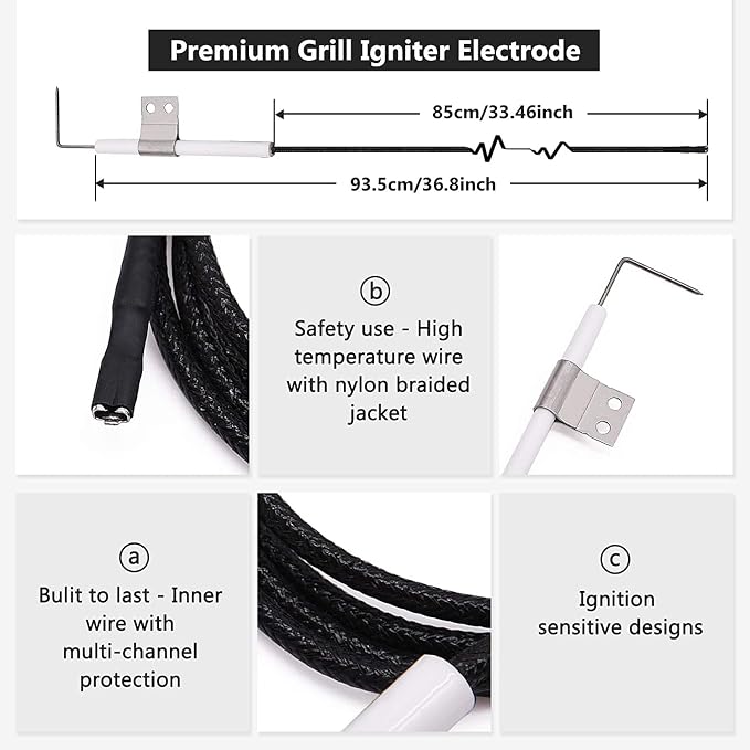 Hiorucet Grill Replacement Parts for Home Depot Nexgrill 4 Burner 720-0830H, Nexgrill Parts 720-0783E 720-0888 720-0888N 720-0864 720-0864M, Porcelain Steel Heat Plates, Burners and Igniter 720-0830H.