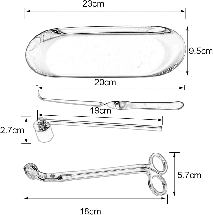 MUXSAM 4 in 1 Candle Accessory Set - Candle Wick Snuffer, Trimmer, Dipper & Storage Tray - Rose Gold