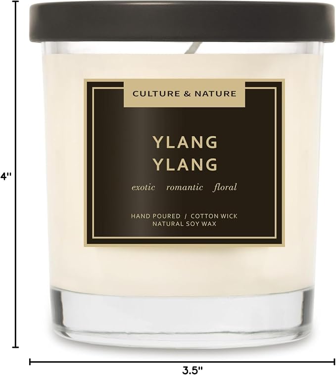 CULTURE & NATURE Natural Soy Wax Candle 7oz Ylang Ylang Scented