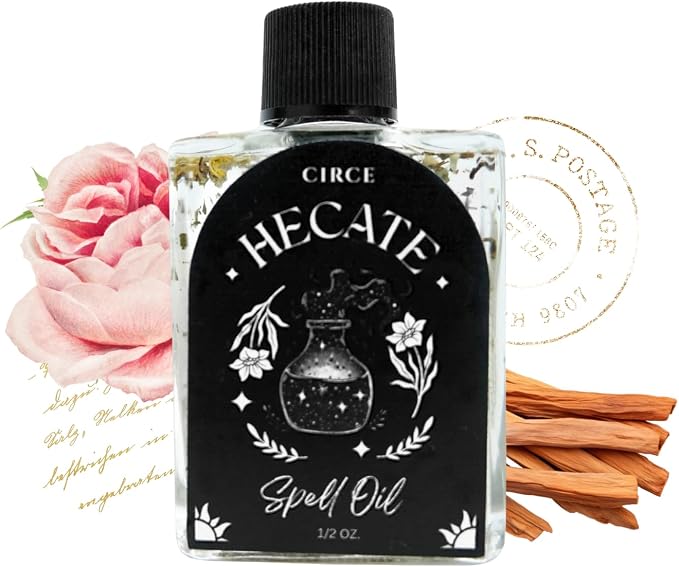 CIRCE Hecate Spell Oil- Invite Wisdom, Transformation & Best Path Discovery - Add to Bath, Use in Rituals, Wear as Fragrance to Align w/Desires - Coconut Oil, Mugwort Herb, Dandelion Herb- 1/2oz