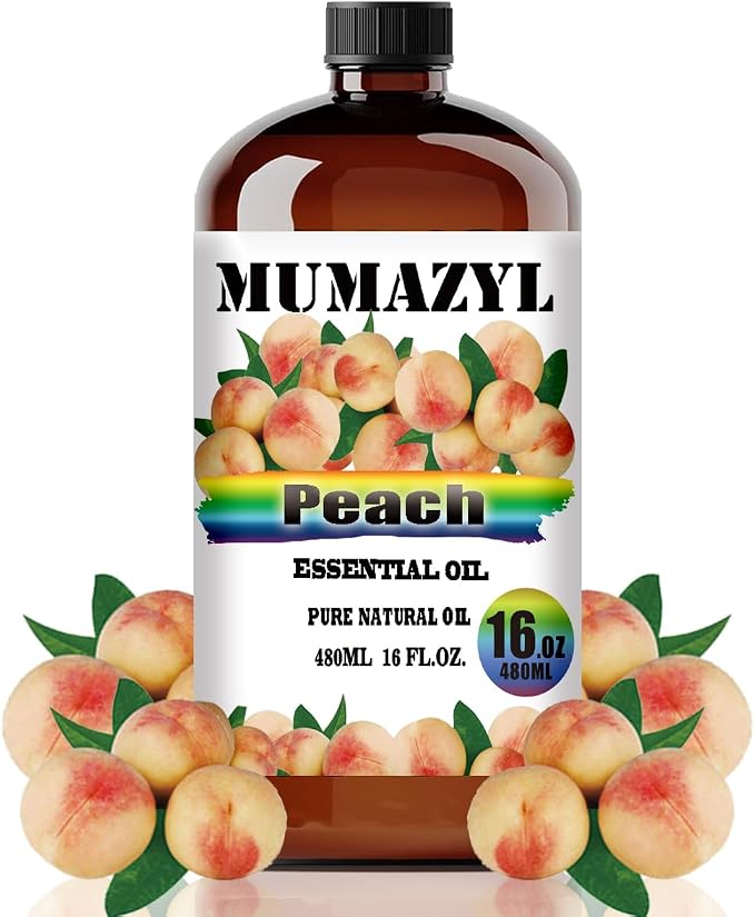 Peach Essential Oil, Peach Oil 16 Fl Oz 480ML for Diffuser Humidifier Yoga Cleaning DIY Candle Soap Making MUMAZYL Essential Oils