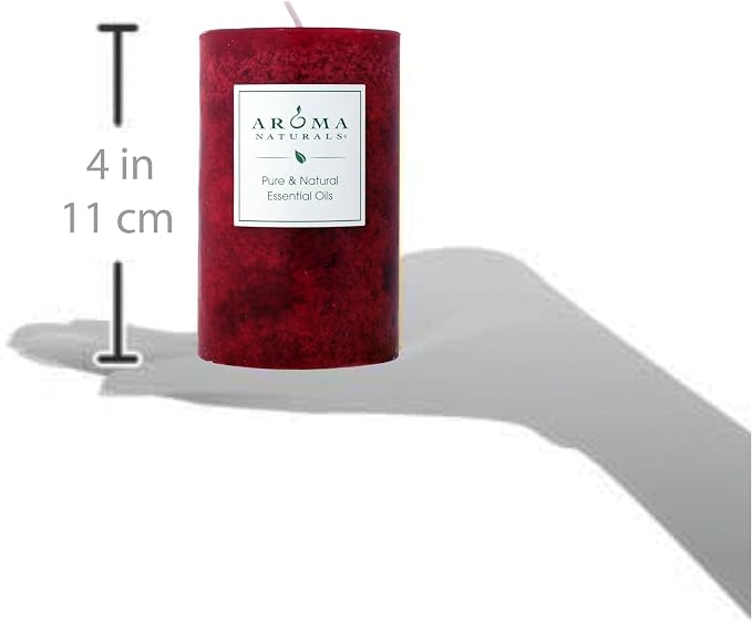 Aroma Naturals Holiday Orange, Clove and Cinnamon Essential Oil Scented Pillar Candle, Warm Spice, 2.5 inch x 4 inch