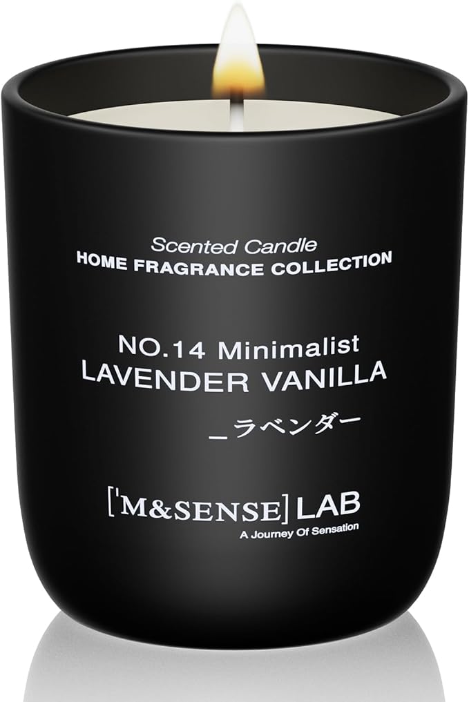M&SENSE Natural Soy Candle| Lavender Vanilla | 5.3 oz | Mini Spring Scented Candles for Relaxation, Meditation, Home Décor | for Bedroom, Office, Party Small
