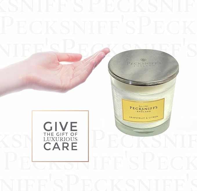 Pecksniffs Classic White Scented 3 Wick Candle | Grapefruit & Citron | Elegant Glass Vessel with Metal Lid Luxury Candles Grapefruit and Citron | 550g/19.4oz