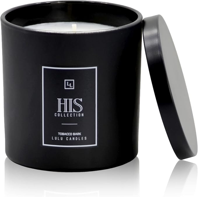 Lulu Candles | Tobacco Bark - His Collection | Luxury Scented Soy Jar Candle | Hand Poured in The USA | Highly Scented & Long Lasting- 9 Oz.