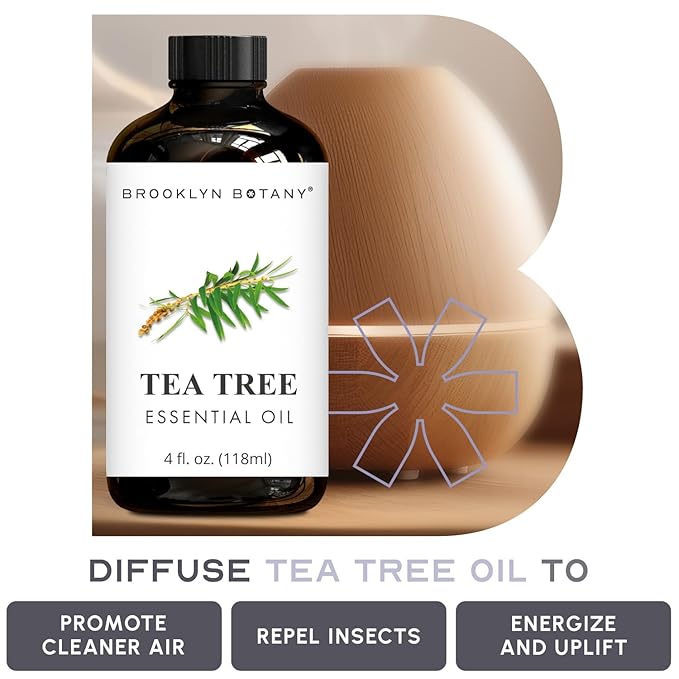 Brooklyn Botany 4 Fl Oz Therapeutic Grade Tea Tree & Peppermint Essential Oil Set - 100% Pure & Natural - Essential Oil for Aromatherapy and Diffuser