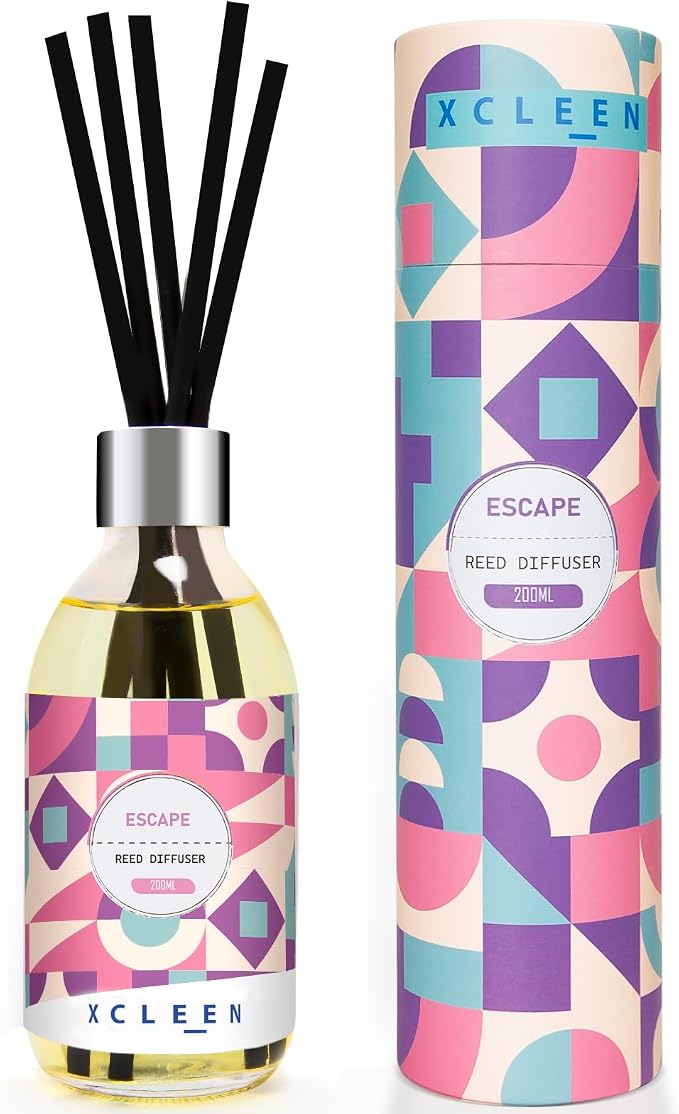 Xcleen Escape Reed Diffuser Set, 6.7 Oz Scent Diffuser with Sticks, Home Fragrance Reed Diffuser for Bathroom Office Decor, Air Freshener