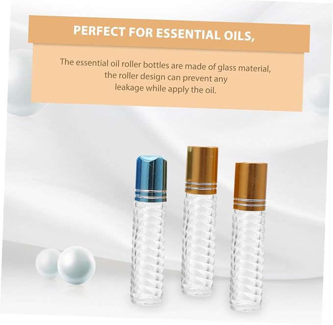 12pcs 5ml Refillable Essential Oil Roller Bottles Glass Perfume Bottles Empty Portable Travel Kit with Cap for Aromatherapy Random Color