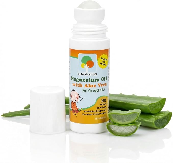 Magnesium Oil Roll-On for Kids with Aloe Vera for Muscle Relaxation & Joint Relief, Fast-Absorbing Topical, Soothing Formula for Sore Muscles, Tension & Cramps, Natural Calm Support, 3 fl oz
