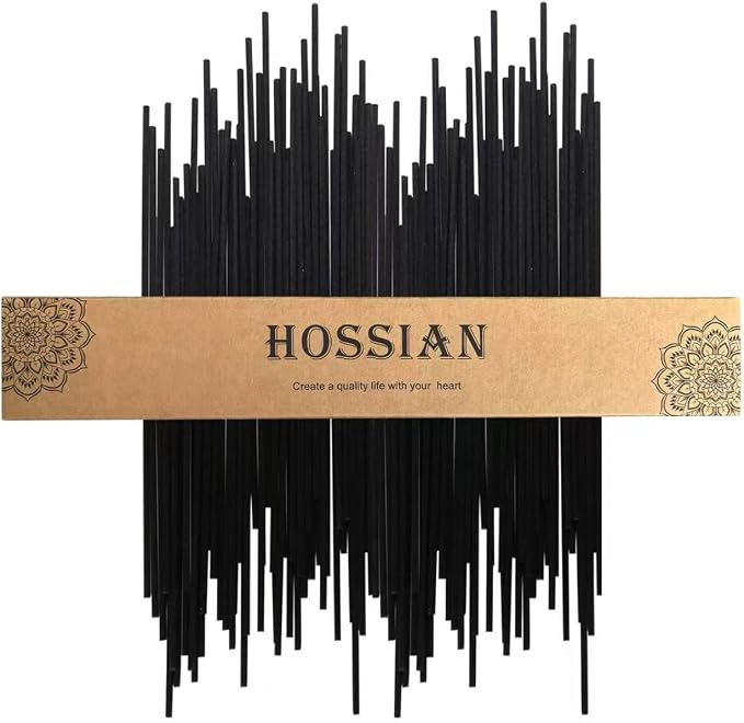HOSSIAN Reed Diffuser Sticks, Natural Rattan Wood Sticks Essential Oil Aroma Diffuser Sticks Refill Replacement for Aroma Fragrance (Black Fibre17Inch*3.5mm 60PCS)