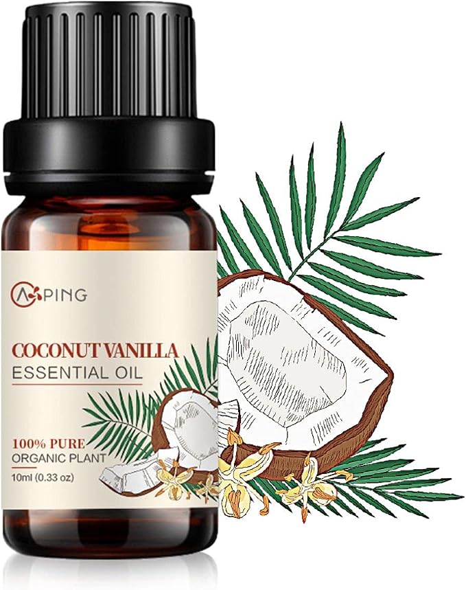 CoconutVanilla Essential Oil - 100% Pure Organic Natural Plant CoconutVanilla Oil for Diffuser, Aroma, Spa, Massage, Yoga, Perfume, 0.33oz