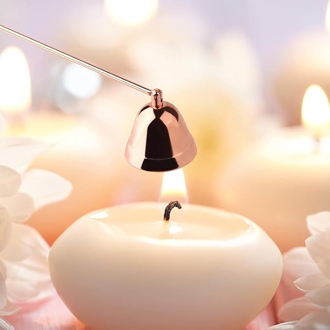 2PCS Candle Snuffer, Extinguish Candle Flame Safely with Long Handle Putting Out Fire, Candle Extinguisher Tool (Rose Gold)