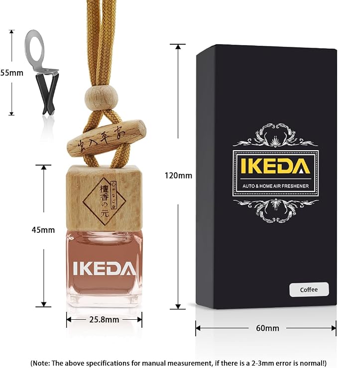 ikeda fragrance Car Air Freshener | Long-Lasting Coffee Aromas | Car Scent Hanging with Vent Clip | Odor Eliminator Deodorizer for Automotive Women Men (Square-Coffee)