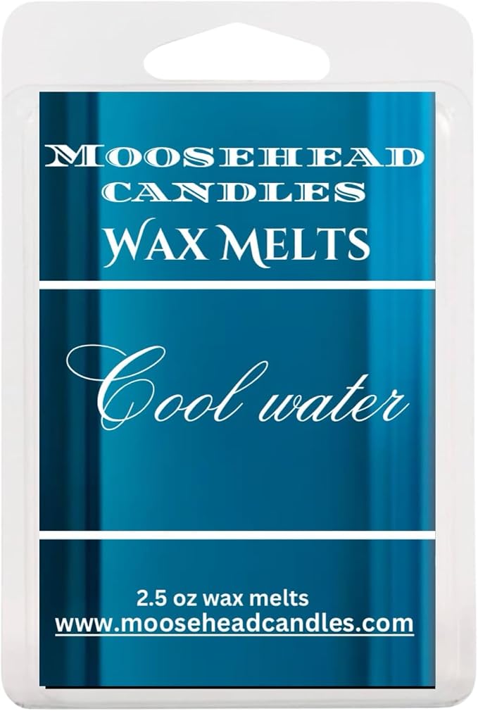 Cool Water Scented 4 Pack of Moosehead Wax Melts | Double Scented | Closest Replica You can get | 90's Men's Cologne icon | 24 Total Wax melt Cubes Highly Scented Soy Wax Blend Melts