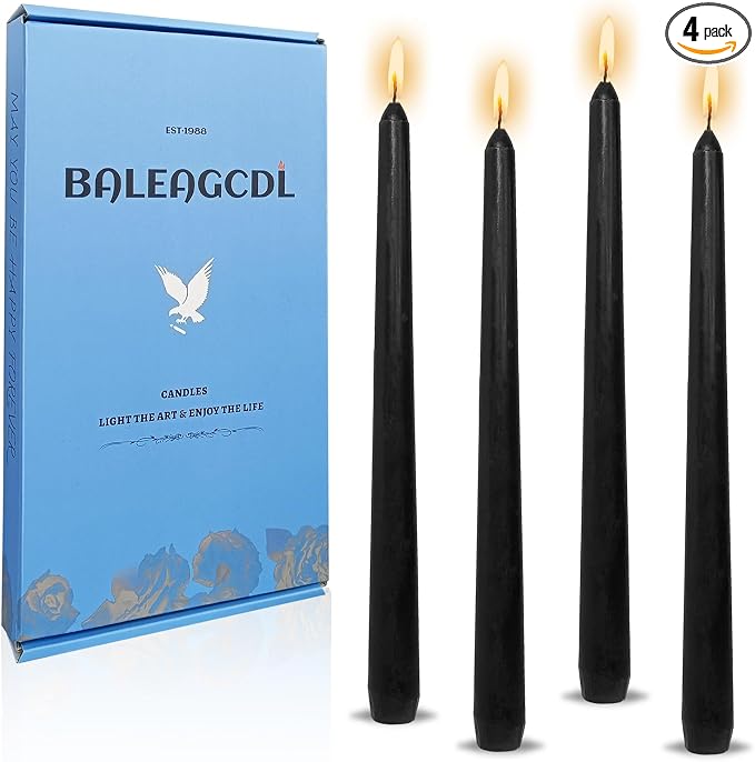 Candlesticks Long Taper Candle,Unscented 10 Inches Black Candle Sticks Smokeless Tapered Candles for Home Décor Holiday Gifts