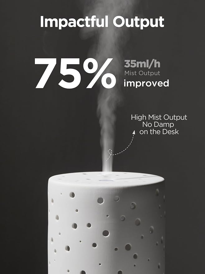 InnoGear 150ml Ceramic Diffuser for Essential Oils Handcrafted Aromatherapy Diffuser Oil Diffuser Ultrasonic Cool Mist Humidifier with 2 Mist Modes Waterless Auto Off for Room, Pack of 2