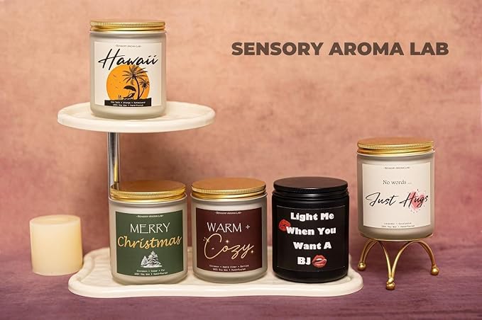 Sandalwood Soy Wax Candle, 7OZ - Gifts for Him, Birthday Gifts for Men, Funny Gift for Men, Novelty Gift for Boyfriend, Husband, Light Me When You Want a B*J