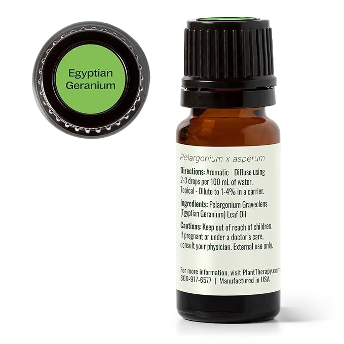 Plant Therapy Egyptian Geranium Essential Oil 10 mL (1/3 oz),100% Pure, Undiluted, Natural Aromatherapy, Stress Relief, Emotional Balance