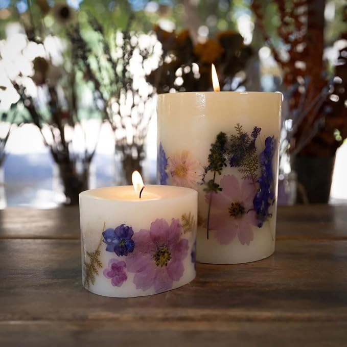 Rosy Rings Petite Round Botanical Candle - Aromatherapy, Long Lasting Candle, 60 Hour Burn Time, Floral Botanical Candles Home Decor Essential Oil Anniversary
