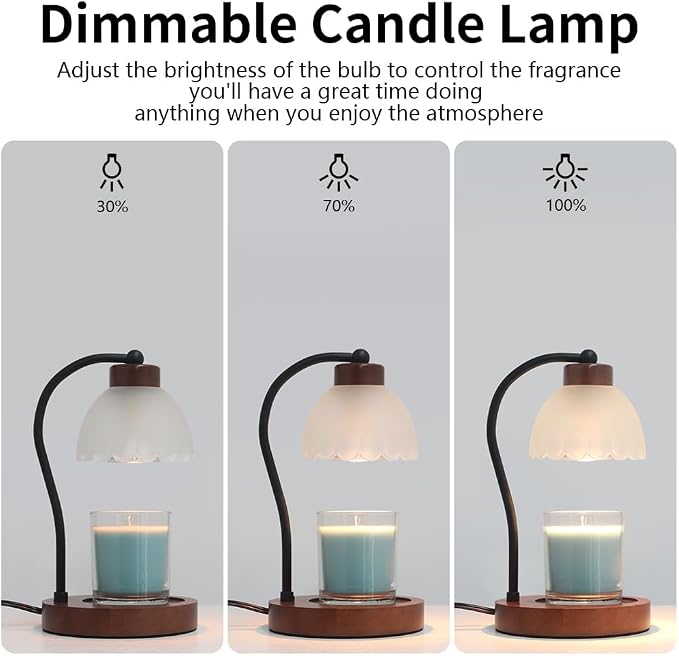mocosa Electric Candle Warmer with 2 Bulbs Wax Warmer for Jars of Yankee Candles Adjustable Light for House Warming Odour Removal and Home Decoration Candle lamp (B-White Glass)