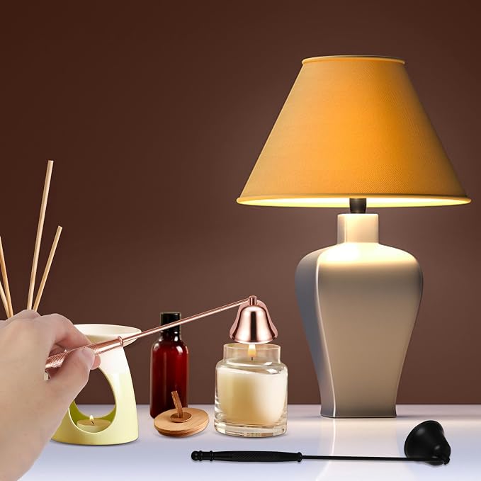 Candle Extinguisher with Long Handle, Metal Wick Snuffer Candle Snuffer Accessory with Long Handle for Scented Candle, Aromatherapy Candles for Putting Out Candles Flame (Rose Gold)