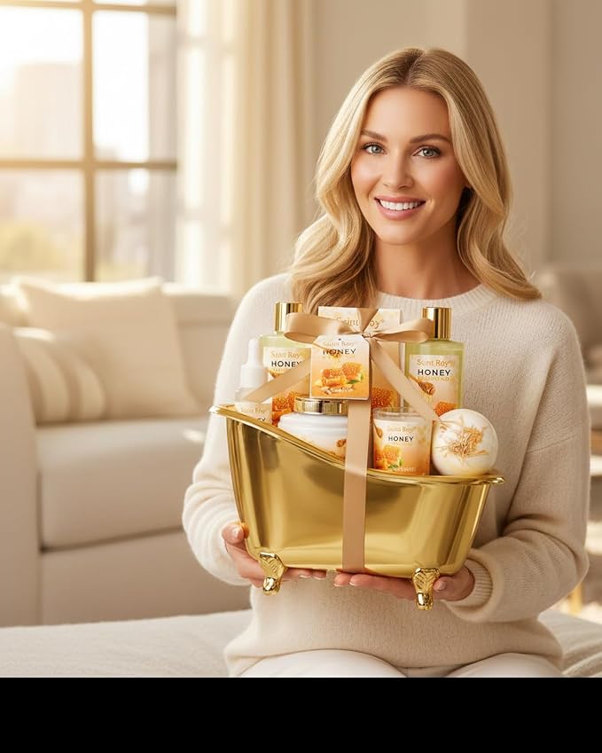 Shower kit gift Birthday Spa Gifts for Women, Honey Almond Bath Gift Set for Women, Spa Gift Basket for Women & Men, Home Spa Gift Set, Self-Care Spa, Bath Gifts Christmas, Mother Day, Anniversary