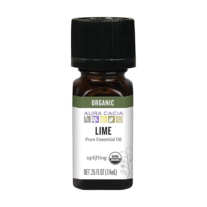 Aura Cacia Organic Distilled Lime Essential Oil, 100% Pure Citrus Aurantifolia Oil - Aromatherapy for Body Care, DIY Blends | 0.25 Fl Oz (Pack of 1)