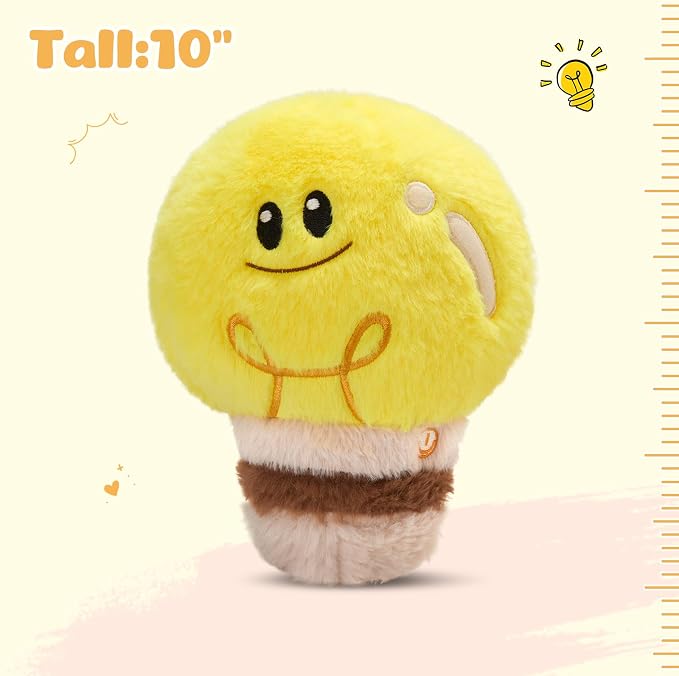 WEWILL 8'' Light up Light Bulb Stuffed Animal Cute Light Bulb Soft Plush Toy Birthday Christmas Holiday Weekend Gift for Toddler Kids, Boys, Girls
