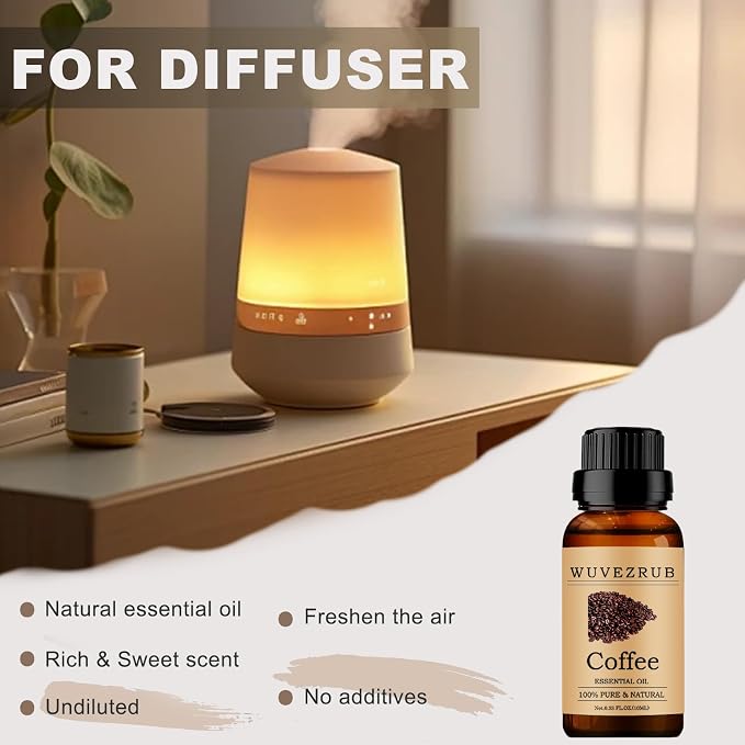 Coffee Essential Oils 10ML, 100% Pure and Natural Essential Oil for Aromatherapy Diffuser - 0.33 Fl Oz/Coffee