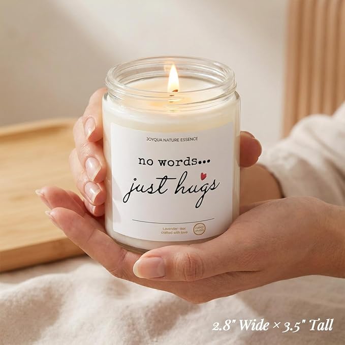 Sympathy Gifts for Loss of Loved One, Memorial Candle 9oz Lavender Scented Soy Candle, “No Words… Just Hugs” Remembrance & Bereavement Gift, Grief Gifts for Women, Condolence Gift, 50 Hour Burn, st