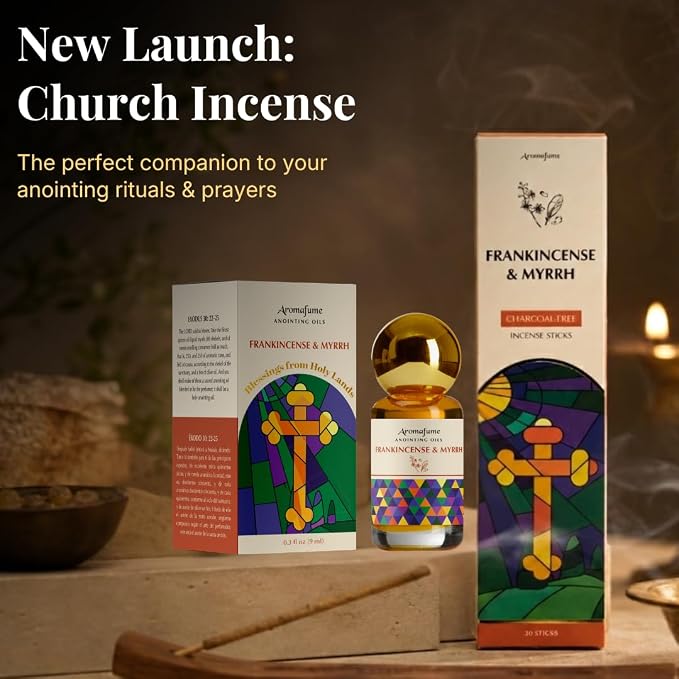 Frankincense & Myrrh Anointing Oil 9ml (0.3 fl oz.) | Blessings from The Holy Lands | Blessed from Jerusalem with Biblical Spices | Christian Gifts | Holy Oil for Prayer and Protection