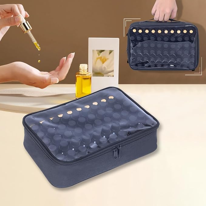 Essential Oils Carrying Case Holds 60 Bottles with Detachable Pad,Black
