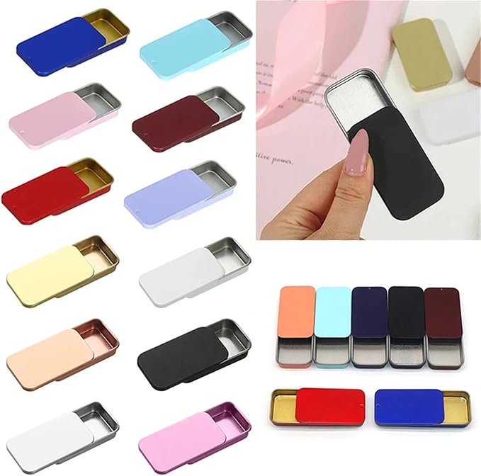30PCS Tinplate Box Slide Lid Push Pull Box Drawer Balm Box Portable Box Mini Aromatherapy Jar Candy Small Iron Box Gift Box(Gold)